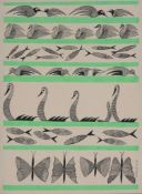 δ Scottie Wilson (Scottish 1888 - 1972) - Rows of Birds, Fish and Butterflies Pen and gouache Signed