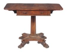 Ω A Regency rosewood pedestal centre table , circa 1820, in the manner of Gillows, the top with