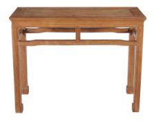 A Chinese hardwood side table , late 19th/ early 20th century, 86cm high, 116cm wide, 57cm deep