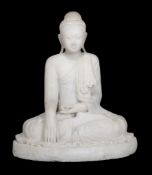 A large marble figure of Sakyamuni, possibly Burmese, 19th or 20th century, the historic Buddha