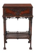 A mahogany box on stand in George III style , incorporating period elements, in the manner of