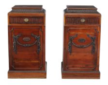 A pair of mahogany pedestals in George III style , each 109cm high, 57cm wide, 53cm deep