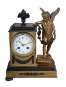 A gilt and patinated mantel clock , circa 1900, the eight-day gong striking movement stamped with