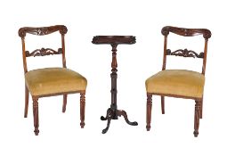 Ω A pair of William IV rosewood side chairs, circa 1835, attributed to Gillows, and a rosewood