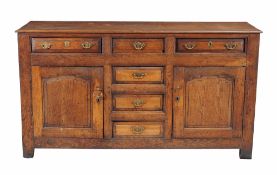 A George III elm dresser base , 89cm high, 163cm wide, 50cm deep