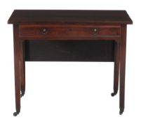 A George III figured mahogany drop leaf side table, circa 1760, the rectangular top with hinged