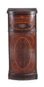 A George III mahogany and inlaid pedestal , circa 1780, in the manner of Thomas Sheraton, 106cm