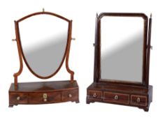 Ω A mahogany and inlaid platform dressing mirror , late 18th century and later, with three