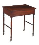 A Regency mahogany occasional table , circa 1815, the underside of the rectangular top with paper