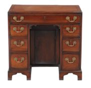 A George III mahogany kneehole desk, circa 1780, 78cm high, 91cm wide, 52cm deep