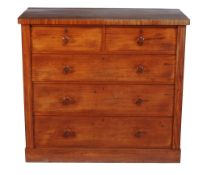 An early Victorian satinwood chest of drawers, circa 1840,the rectangular top above two short and