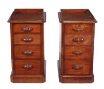 A pair of mahogany bedside pedestal chests , 1850 and later, each 79cm high, 44cm wide, 60cm deep