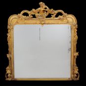 A Victorian giltwood and composition wall mirror, circa 1870, 134cm high, 122cm wide