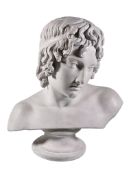 A painted plaster bust of a boy in the Neoclassical taste, third quarter 19th century, portrayed
