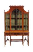 A mahogany cabinet on stand in 18th century style , late 19th/early 20th century, the glazed top