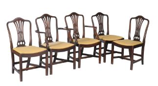 A set of ten mahogany dining chairs in George III style , late 19th century, to include a pair of