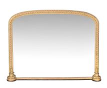 A Victorian giltwood overmantel mirror, circa 1860, with lobed frame, 110cm high, 143cm wide