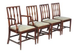 A set of eight mahogany dining chairs in George III style , early 20th century, some with evidence