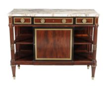 A French mahogany and gilt metal mounted side cabinet , circa 1900, with breche violette marble