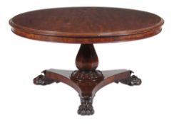 A William IV mahogany centre table , circa 1835, on a faceted baluster column, 72cm high, 132cm