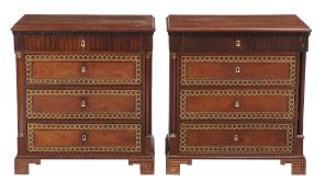 A pair of mahogany and gilt metal mounted chests of drawers in Continental early 19th century