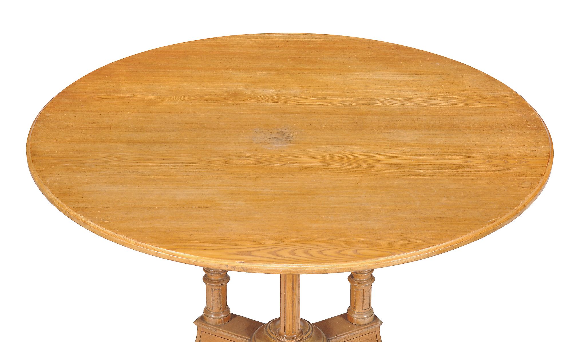 A Victorian ash circular centre table , circa 1860, attributed to Gillows, with fluted supports - Image 2 of 2