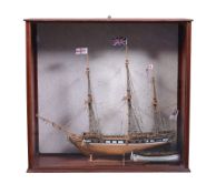 A scale model of HMS Unicorn Frigate 1790, built by the late Mr Ivor Dolling of Chesham and being