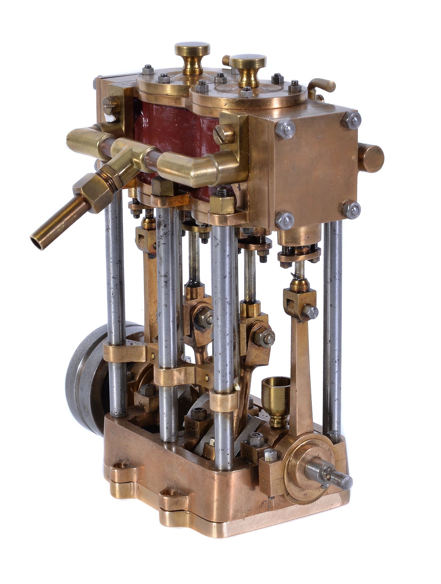 A well-engineered model of a live steam twin cylinder launch engine, built in bronze and polished - Image 4 of 4