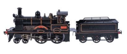 A Bing gauge 1 live steam 4-4-0 L & NWR tender locomotive No 1902 Black Prince , original three