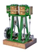 A model of a twin simple vertical marine steam engine, built by Mr D Russell of Frazerburgh from