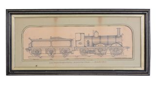 Wood Joseph - Pencil drawing of London, Brighton & South Coastal Railway Express Locomotive '