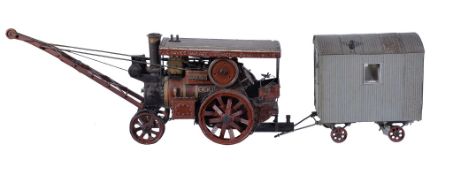 An early freelance model of a Burrell road locomotive Starlight with crane and living van, built by