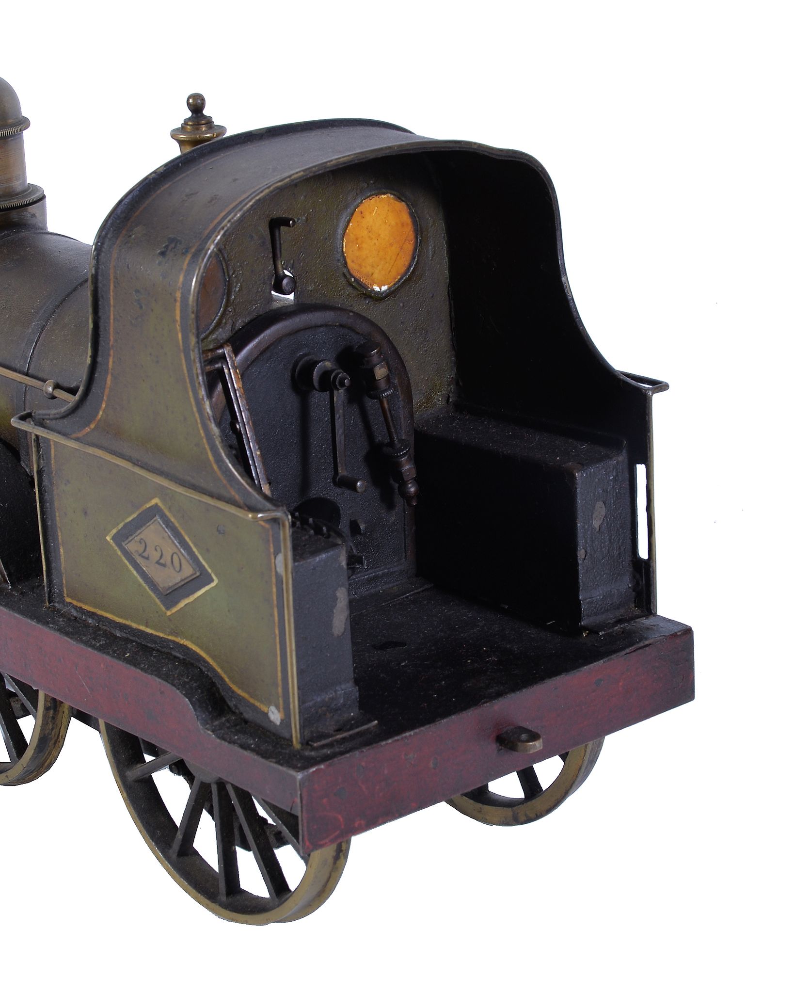 A rare 3 Â½ inch gauge historic model of a live steam 4-4-0 tender locomotive No 222, the multi- - Image 3 of 4