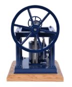 A well-engineered model of an over-type vertical live steam engine, built by Mr D. Russell of