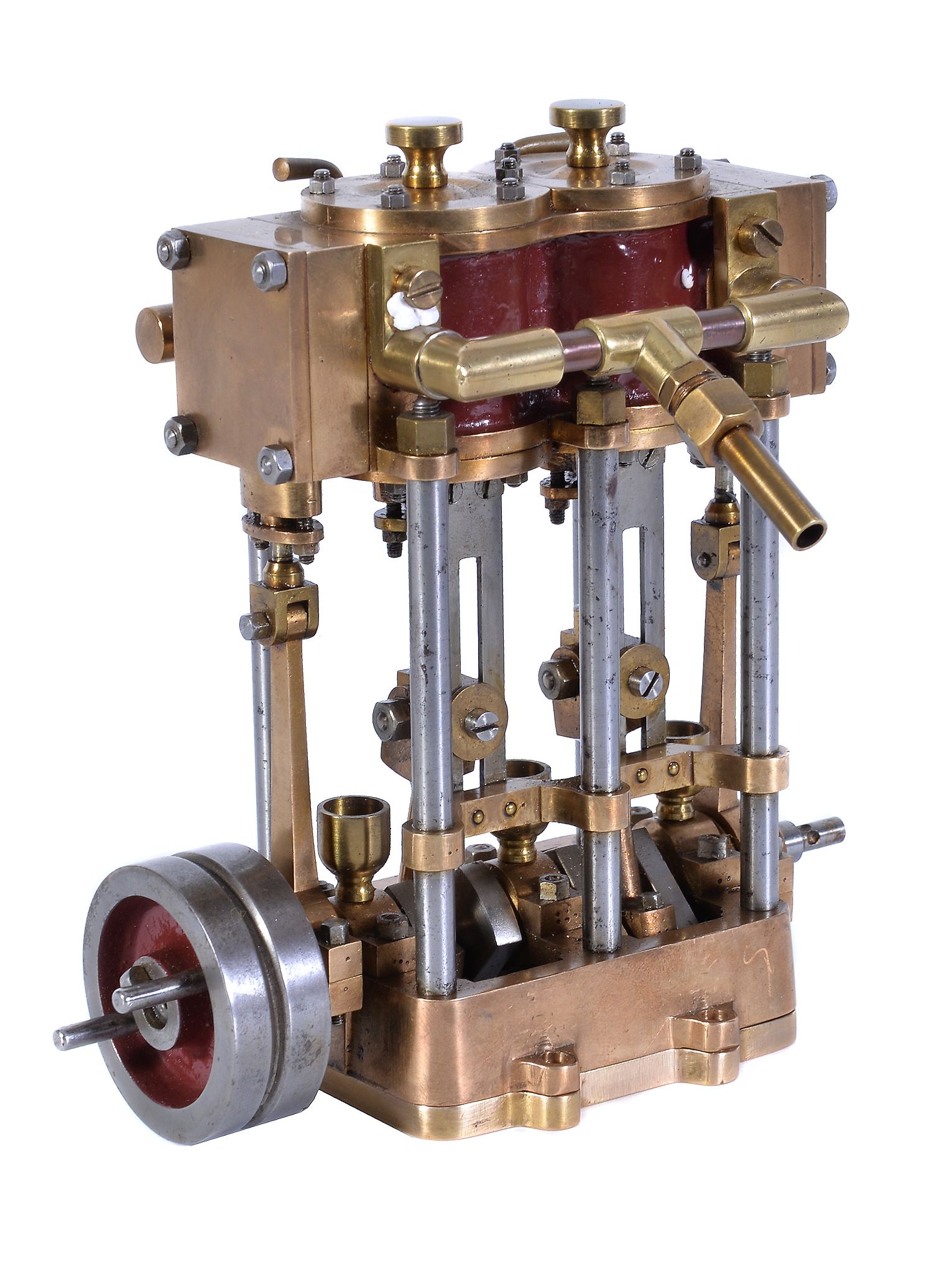 A well-engineered model of a live steam twin cylinder launch engine, built in bronze and polished - Image 3 of 4