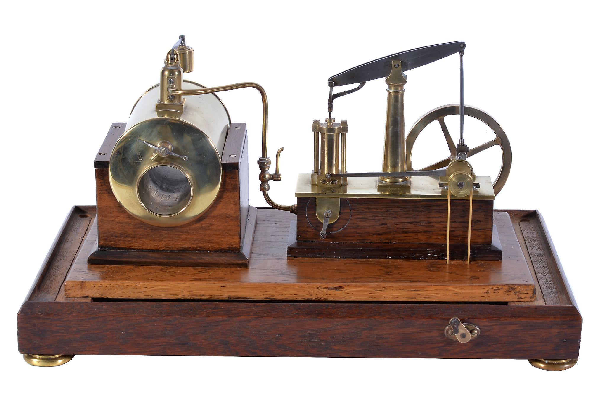 An mid-19th Century model of a beam engine and horizontal live steam boiler, constructed mainly in - Image 2 of 3