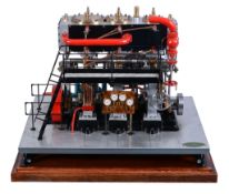 An exhibition standard Model Triple Expansion Reversing Condensing Marine engine, built by Mr K W