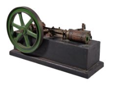 An early 20th century model of a live steam horizontal mill engine, having disc crank, cross-head