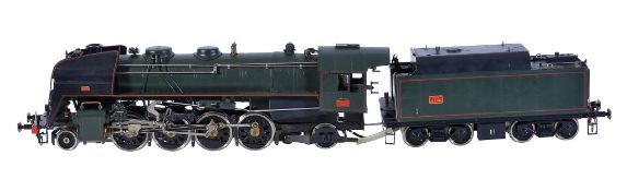 A gauge 1 model of a SNCF 141R 'Mikado' live steam tender locomotive, by Aster in traditional