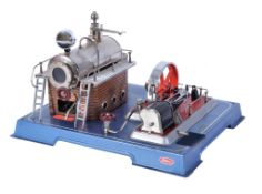 A boxed Wilesco D20 live steam plant and collection of workshop tools, the horizontal boiler with