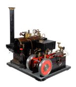 A well-engineered twin simple horizontal mill engine and associated live steam horizontal boiler,