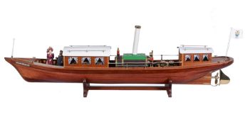A detailed model of a live steam Windermere launch, built by the late Mr Ivor Dolling of Chesham.