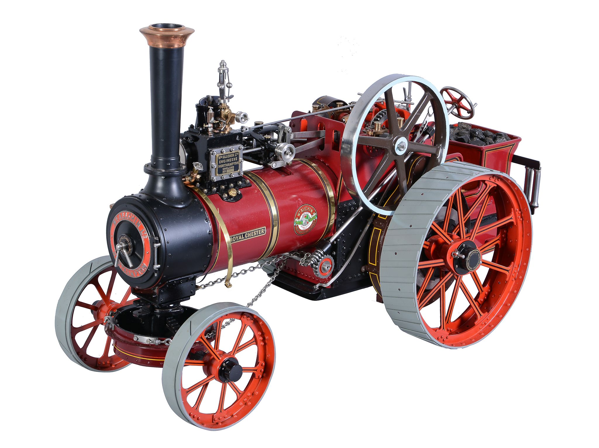 A well-engineered 1 Â½ inch scale model of a 'Royal Chester' Allchin Traction engine, built by the