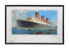 Mc Dowell - Coloured print of The Queen Mary, after the original by William Mc Dowell. Published by