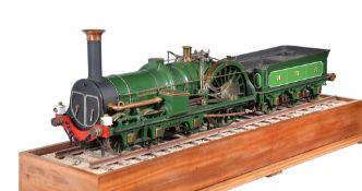 An exhibition standard 5 inch gauge historic model of a North Western Railway Crampton 2-2-2-2