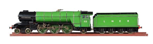 A well-engineered 3 Â½ inch gauge model of a 4-6-2 tender locomotive No.113 Great Northern , built