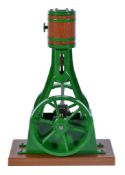 A model of a live steam single cylinder vertical stationary engine, built by Mr D Russell of