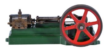 A model of a Stuart Turner S50 horizontal mill engine, being of open balanced crank design with