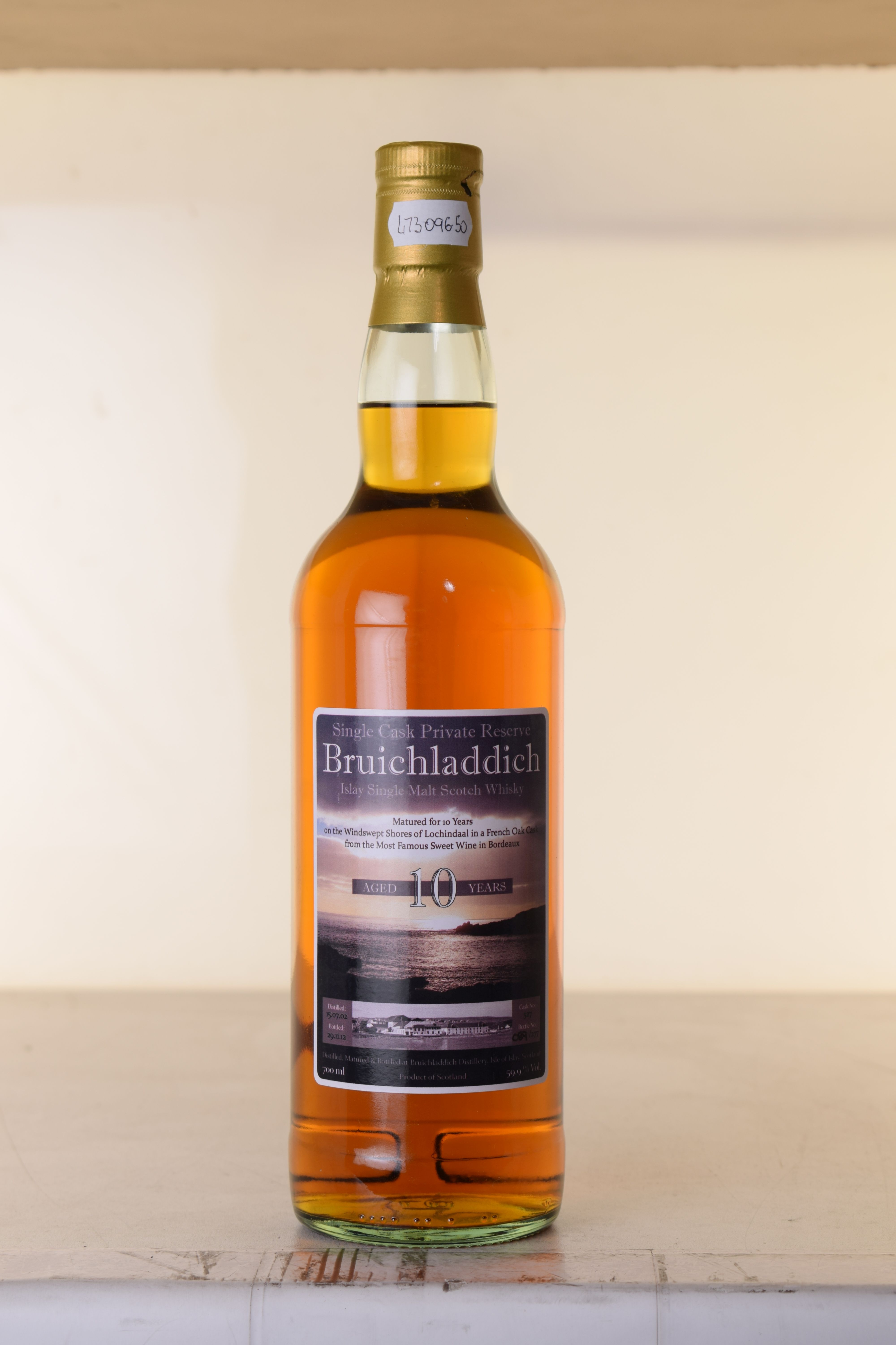 Bruichladdich Single Cask Private Reserve 10 year oldMatured in Sauternes casks59.9% 70cl1 bt