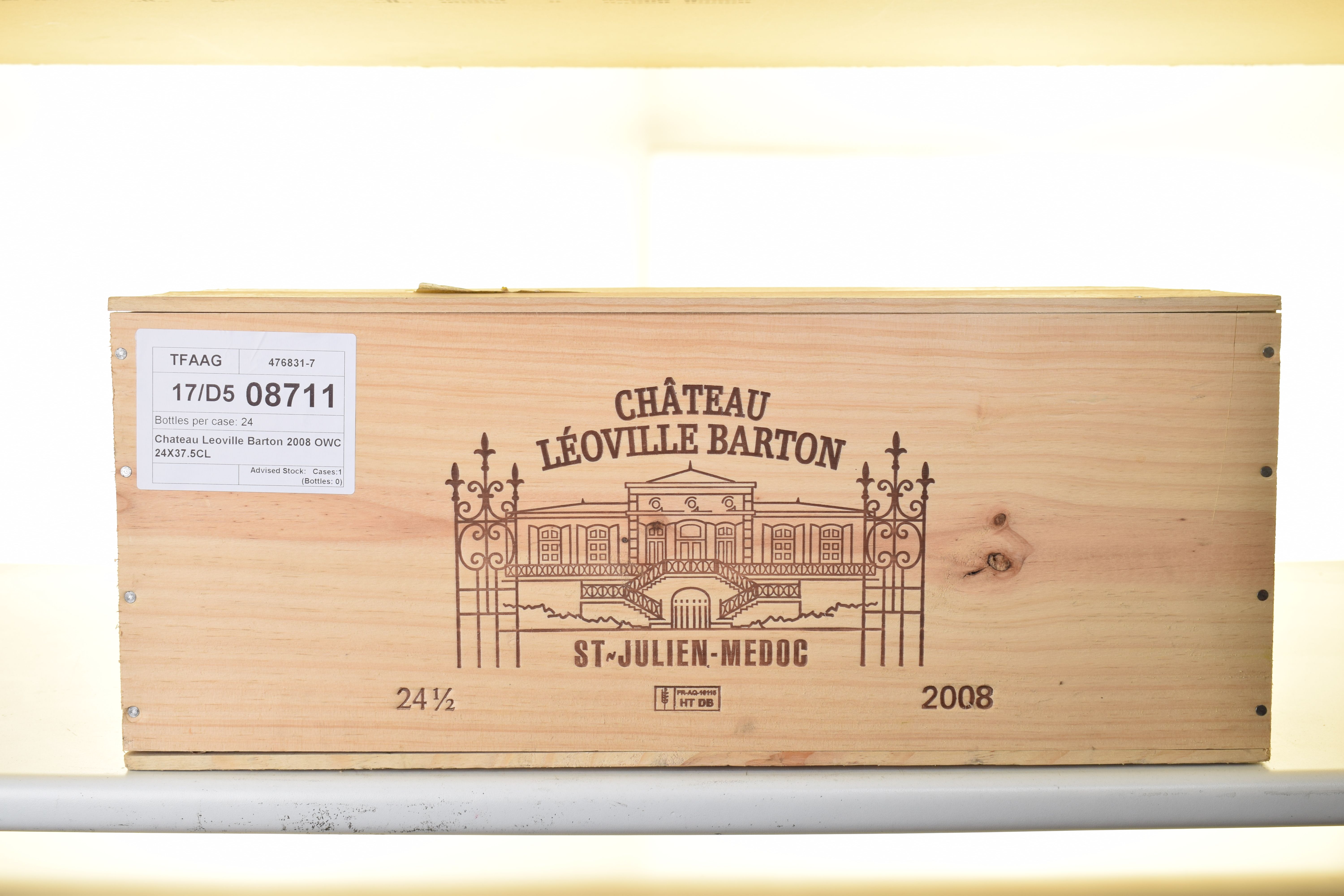 Chateau Leoville Barton 2008St Julien24 hf bts OWC